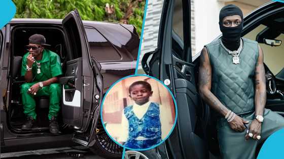 Fans react to an old photo of handsome-looking Shatta Wale in a stylish suit