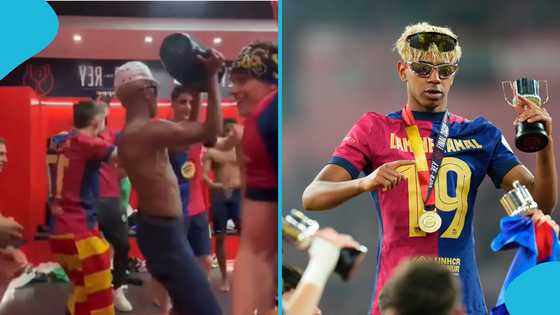 Lamine Yamal steals the spotlight in Barcelona's Copa del Rey dressing room celebrations