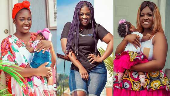 Photo of a man chilling with Tracey Boakye's daughter raises 'Papa No' questions