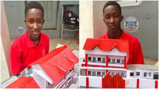 So talented - Ghanaian teenager builds 3D model of his school; beautiful photos emerge