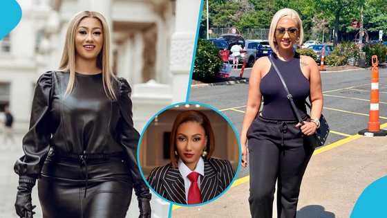 Hajia4Reall looks terrific in a stylish pantsuit and GH¢9,000 Balenciaga high heels for her birthday shoot