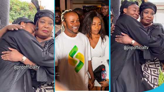 Daddy Lumba's widow manages to smile as a member of Tagoe Sisters hugs her in a sad video