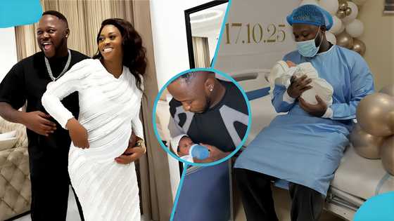 Medikal shows off his son Space Frimpong's face for the first time after his birth, video stirs reactions
