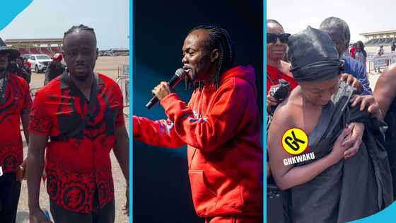 Daddy Lumba's one-week: Akosua Serwaa inconsolable as she arrives with their son Kelvin Kojo Fosu, videos