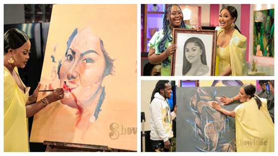 Nana Ama McBrown paints her own photo like an expert, many marvel at her skill: "She's so talented"