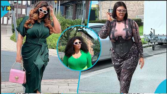 Zionfelix's baby mama flaunts her voluptuous figure in green dress styled with a GH¢30,500 Ivy Park Waist Bag