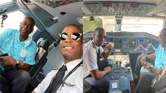 Emotional moment on plane as pilot flies his biological father as a passenger