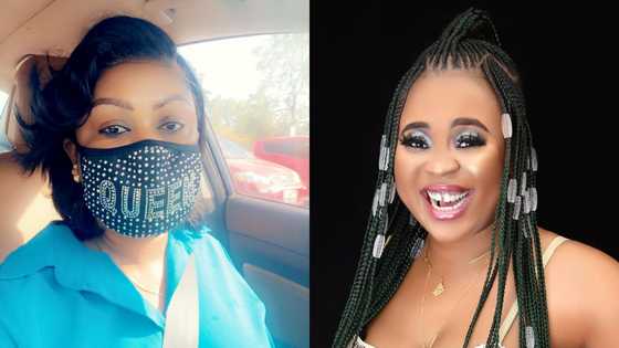 Adu Safowaa 'injures' Afia Schwar after giving her a heavy knock on the eye when they met; photo drops