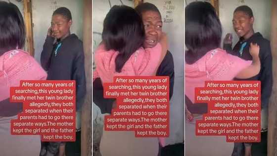 Lady in tears after finding long lost twin brother after years of searching