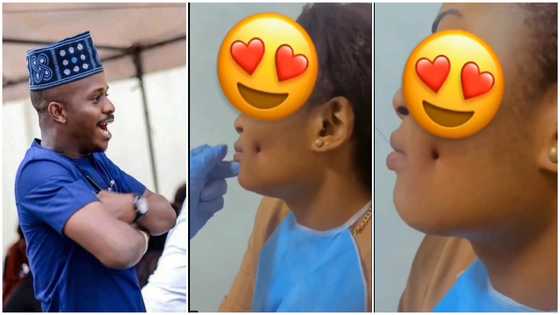 Stunning young lady gets artificial dimples, video causes massive stir on social media