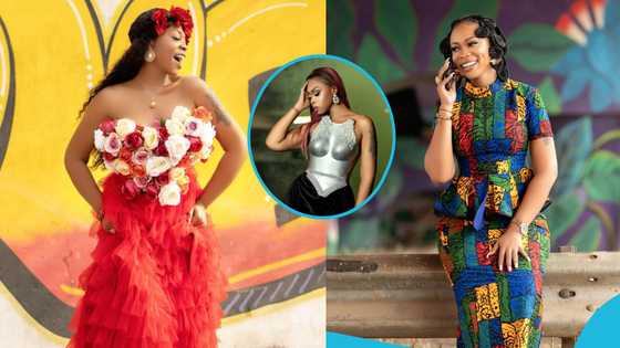 Shatta Michy looks splendid in a strapless breastplate top and thigh-high skirt for her birthday photoshoot