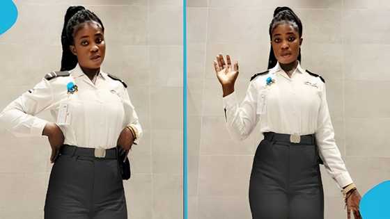 Ghanaian lady becomes security officer after relocating abroad, netizens congratulate her