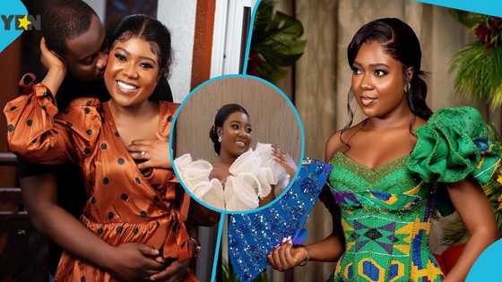 Ghanaian bride looks flamboyant in 2 alluring gowns with scrunchie puff sleeves for her classy wedding