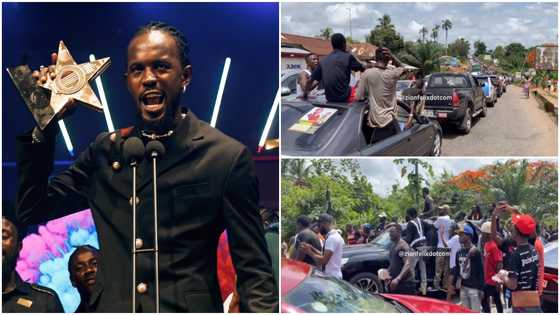 Black Sherif causes massive traffic on Accra-Kumasi road as he visits Konongo