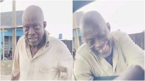 Old man setting blocks to survive gets financial help from stranger in video