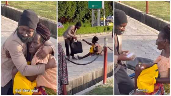 Grace found her: Man finds female beggar on street, gifts her GH¢2,000 cash in video for her kindness to him