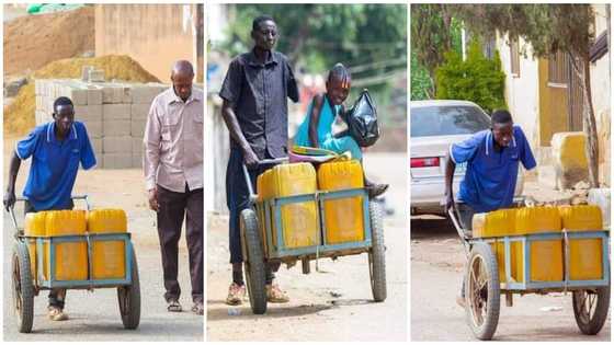 Man with one arm goes viral after showing how he pushes 10 'Kufour gallons' in video