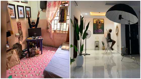 From a corner in his single room to full studio: Young man's impressive career growth over the years sparks reactions
