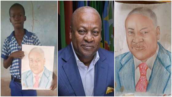 Talented JHS boy draws handsome Mahama; netizens impressed by beautiful photos