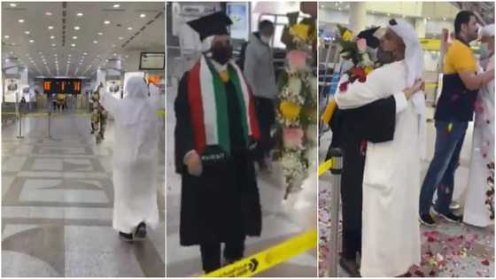 Father receives his graduate daughter at the airport with so much joy & celebration, welcomes her with garland
