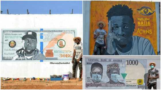 Talented young artist paints Davido, Laycon; gets massive reactions