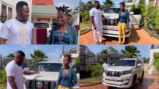 Dr Kwaku Oteng gifts new Land Cruiser to Angel FM presenter for her hard work; video drops