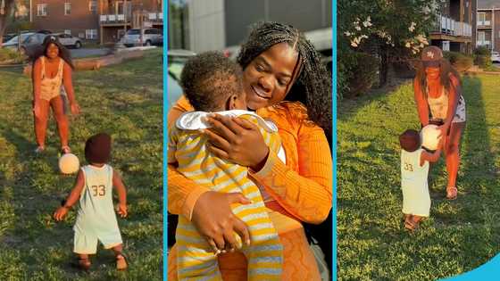 Asantewaa's first child looks all grown up as they play football in the US, video melts hearts
