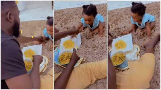 Man slaps innocent baby's hand away from his food in funny video