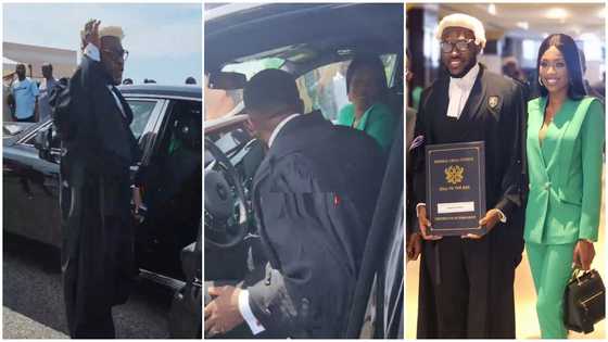 Rich lawyer: Kennedy Osei steals show after being being called to the Ghana Bar, rides away in a Rolls Royce with his wife