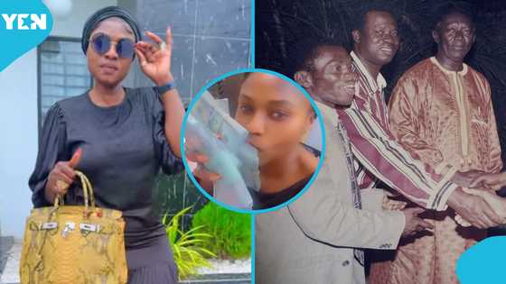 Irene Adusei Sarkodie: Rich East Legon vendor Maame Gold flaunts dollars ahead of father's funeral