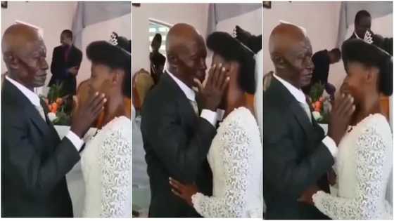 Grandpa and his young bride send social media into frenzy with their passionate kiss; video goes viral