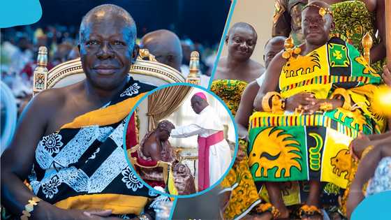 Kumasi Archbishop lays his hands on Otumfuo to pray for him in Mahnyia after Asantehemaa's demise