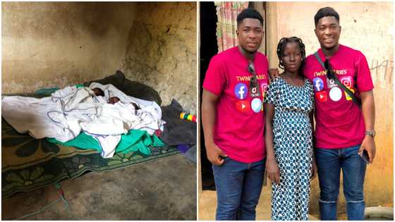 Ghanaian Twins: Brothers seek help for struggling mom of triplets; photos of babies in mud house pop up