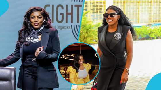 Nana Aba Anamoah looks resplendent in a chic yellow blazer and mini skirt for her birthday shoot