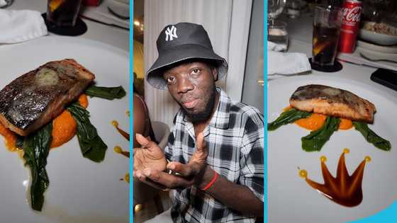 Akwaboah Jnr orders GH¢400 salmon at a birthday party, cries out in video: "I didn't eat before coming