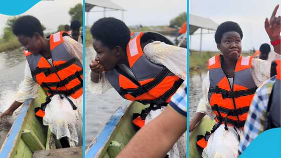 Odehyieba Priscilla Visits Nzulezu, Drinks Water Directly From The Lake
