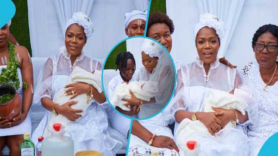 Mzbel names her daughter the Ga traditional way, adorable moment between her son and daughter melts hearts