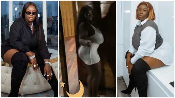 Eii boi: Kumawood actress Maame Serwaa dances in short dress and calls 'baby' into bedroom, video causes stir