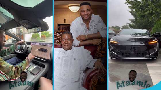 Kwadwo Safo Junior launches electric car that uses e-card and has silent tyres, video amuses many