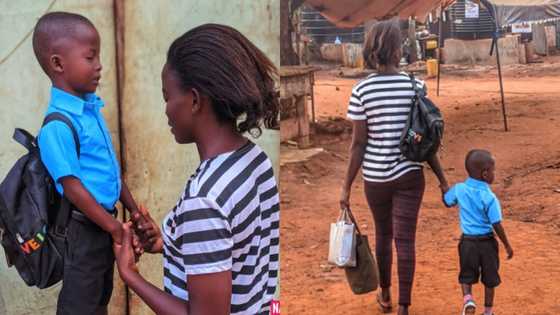 Kind deed: Good Samaritan pays GHs700 for boy to start school, adorable photos pop up