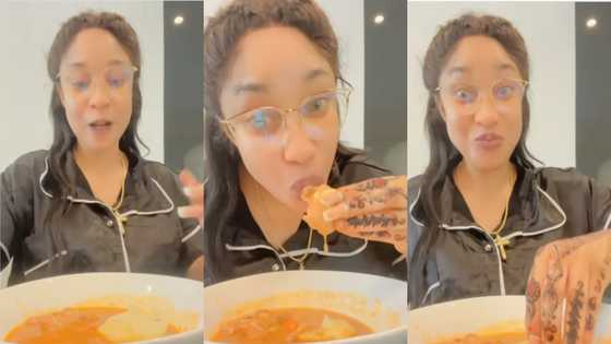Video of Nigerian actress Tonto Dikeh eating fufu like a real Ghanaian draws laughter