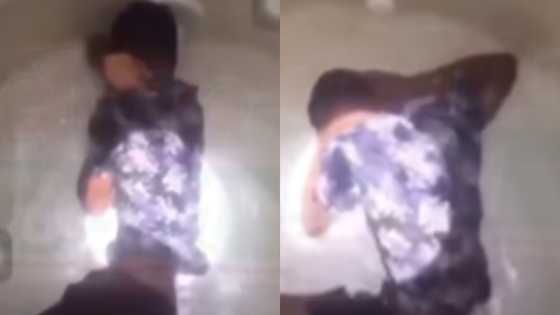 Ghanaian man spotted in polytank containing water after lady named Hannah broke his heart