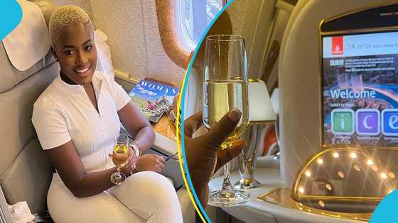 Fella Makafui flaunts luxurious lifestyle on a flight, netizens react to photos