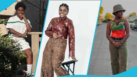 DJ Switch looks classy in a stylish leather blazer and palazzo pants for her 18th birthday shoot
