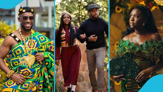 Fiifi Coleman's wife rocks beautiful braids and a beaded Kente for her traditional wedding ceremony