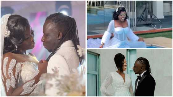 Ghanaian bride rocking white corseted jumpsuit goes viral as she takes photos inside a swimming pool