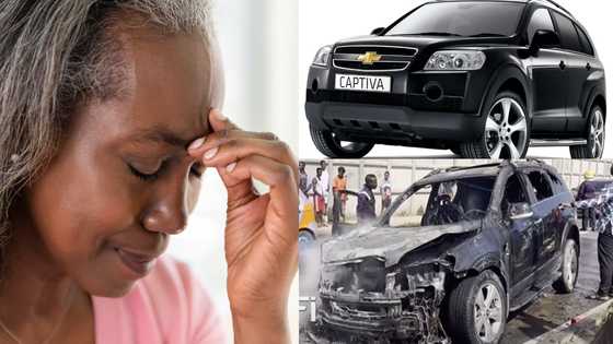 GH woman loses her 2021 luxurious 4X4 car to fire on the Pokuase interchange; video surfaces