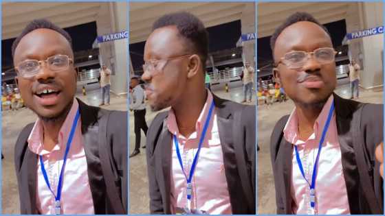 Ghanaian man fumes at Kumasi airport over English announcement, fears he might miss his flight (video)