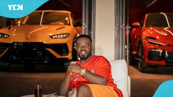 Richard Nii Armah Quaye flaunts his new Lamborghini and red Ferrari Purosangue