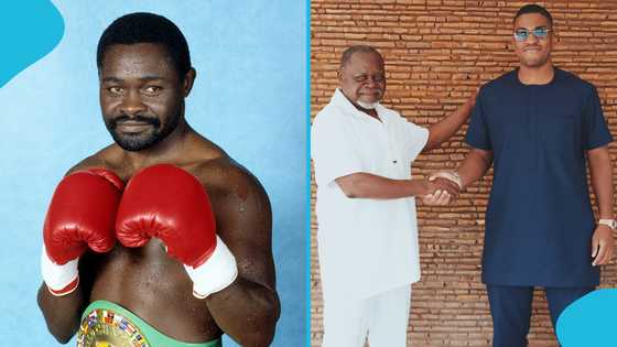 Azumah Nelson steals the spotlight with stylish arrival at Sharaf Mahama’s boxing event: Video